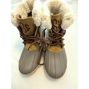 Marleylilly Duck Boot Kids Ankle Rain Boot Faux Fur Lined Lace Up Sz 2